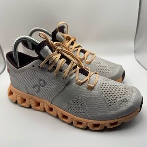 Women’s 7.5 On Cloud X Silver/Almond Athletic Running Shoes